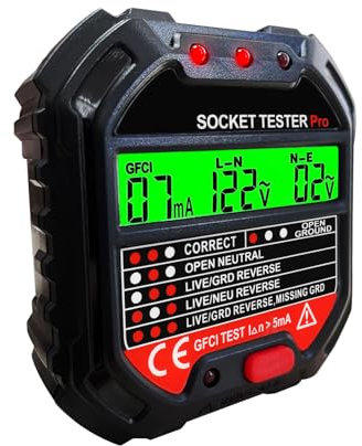 GFCI Salida Ensayador Avanzado Receptáculo Ensayador con Voltaje Mostrar 90~250V / 45~65Hz Fuerza Enchufe Voltaje Detector Muro Enchufar Buscador de Interruptores