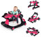 COSTWAY Trotteur Bébé Fille Pliable 4 en 1 avec 3 Hauteur Réglable, Trotteur Marche Bébé Garçon Évolutif avec Musique & Lumière, Roues Silencieuses, 5 Patins Antidérapants pour 6-18 Mois (Rose rouge)
