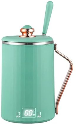 Mini Wasserkocher 0.45L Kleiner Reisewasserkocher Tragbarer Elektrischer Wasserkocher mit Temperatureinstellung 45°C-100°C,Warmhaltefunktion, Teekocher aus Edelstahl für Unterwegs, Camping (Green)