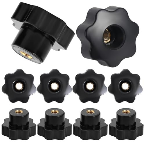 HSEAMALL 10 Pezzi Dado a Stella M6 Ad Alette - Manopola di Serraggio Con Filettatura Interna in Plastica, Foro Passante - Per Macchina Utensile, Nero