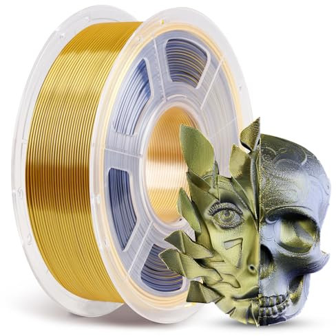 ANYCUBIC Silk PLA Filament, Dual Color PLA Silk Filament 1,75mm, 360° Farbwechsel 3D Drucker Filament, Seidentexturen Prächtige Farbe 1KG Schwarz Gold