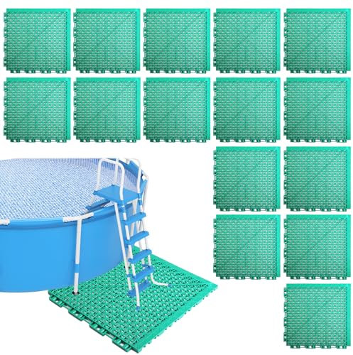 Lote de 16 alfombrillas de suelo para piscina fuera del suelo, alfombrilla antideslizante de plástico hueco, alfombra rompecabezas, para cuarto de baño, patio, jardín (cuadrada, 25 x 25 cm)