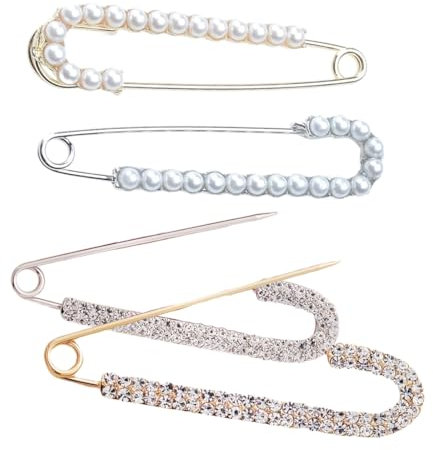 RDNKVB Clips de Broche de Col Cardigan Châle pour Femmes Filles Vêtements Décoration Mode Broche de Perle Simulée Épingle de Sécurité écharpe Boucle Pinces Châle de Pull