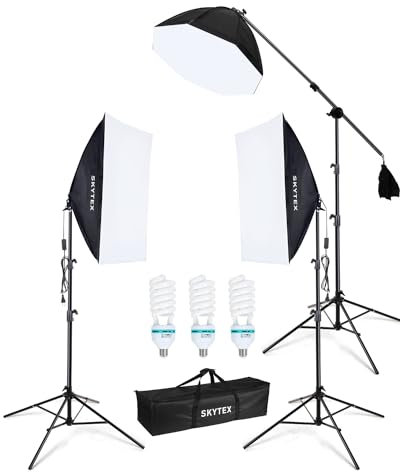 Skytex Softbox 20 x 28 pollici, 135 W 5500 K E27 - Kit di illuminazione a scatola morbida per fotografia continua, illuminazione per studio fotografico, registrazione