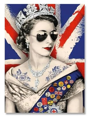 Orjdjz Wxkbl Street Graffiti Queen Elizabeth Portrait Poster und Drucke Queen Elizabeth Wandkunst Pop Leinwand Gemälde für Home Decor Bild 40x60cm Kein Rahmen