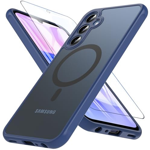Kuaguozhe Coque pour Samsung Galaxy A15 5G avec MagSafe, Coque Samsung A15 avec Verre Trempé, Magnétique Antichoc Protection Caméra Protecteur Etui Housse Case pour Samsung Galaxy A15 (Bleu)