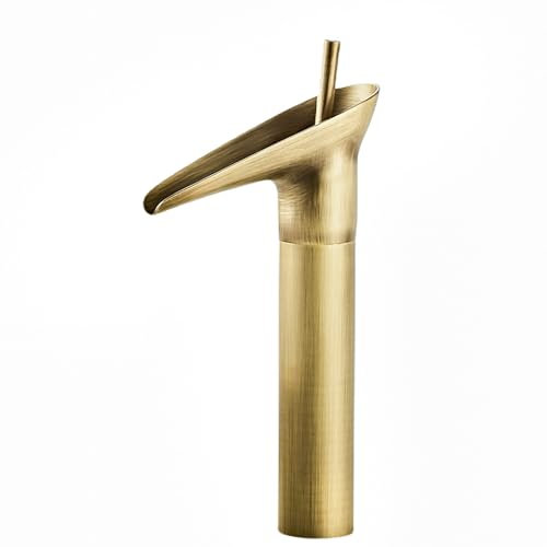 Robinet de salle de bain en laiton antique, robinet de lavabo cascade, haut robinet mitigeur de salle de bain, mitigeur monocommande pour salle de bain
