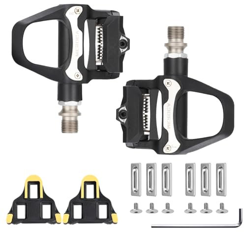 TINGSING Rennrad SPD Pedale, leichte Fahrrad Clipless Pedale mit Stollen Set Breite Plattform für BMX/MTB/Spin/Gravel/Touring/Indoor Bike 9/16 Zoll