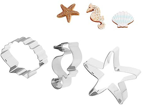 Amosfun 3pezzi Stampo Per Biscotti in Acciaio Resistente Tema Oceano Strumenti Di Cottura Tagliabiscotti Utilizzabile Per Pane Biscotti Cioccolato Decorazione Di Torte e