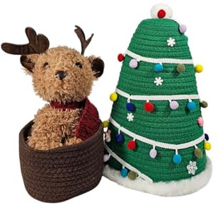 Aufbewahrungskörbe, gewebten Körben aus Baumwollseil, Dekokorb für Weihnachten (Weihnachtsbaum B)