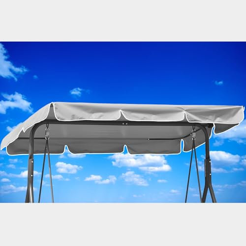 VWACBOAW Hollywoodschaukel Dachbezug, Ersatzdach Hollywoodschaukel 210 * 145cm, Wasserdicht, Winddicht, Reißfest, Polyestertuch, Anti-UV, Staubdicht. (250 * 190cm,Grau)