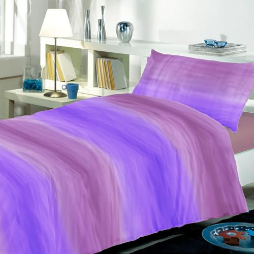 Dorian Home Copripiumino Matrimoniale e Federe in Cotone Stampato Made in Italy (Smeralda Lilla, Matrimoniale, Parure Copripiumino)