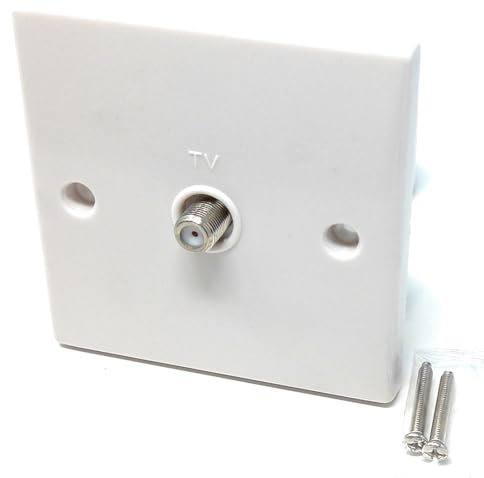 Piastra frontale per presa a muro per TV a banda singola, satellitare, presa radio, connettore maschio tipo F, standard UK/EU, bianco
