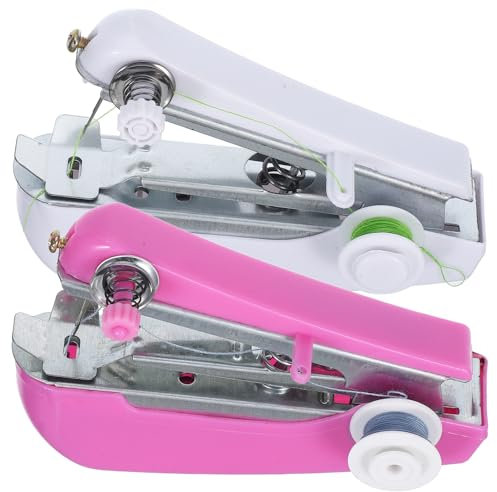 HOODANCOS 2 Sets Mini Nähmaschine Nähmaschine Für Anfänger Handnähmaschine Mini Stickmaschine Kleine Nähmaschine Mini Nähwerkzeug Handnähmaschine Bügeleisen