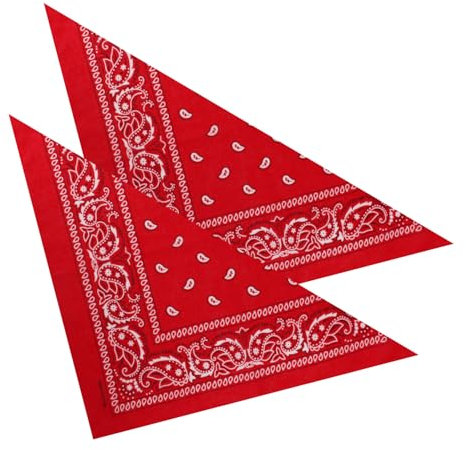 PartyMagix 2er Set Niki-Halstuch Bandana Halstuch – Kopftuch, Haarband, Gesichtstuch oder Schal – Paisley Muster – Damen, Herren & Kinder Farbe Rot BA-094