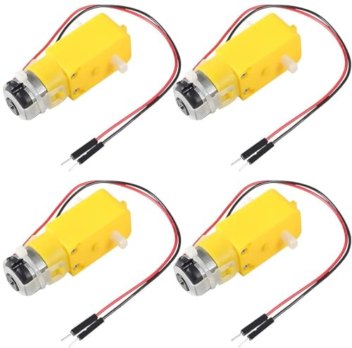 4 motori TT DC3 V-6 V, doppio albero, 200 giri/min, CC 3-6 V | Per robot auto intelligente fai da te, doppio asse 1:48 (A)