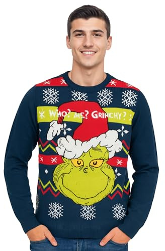 United Labels Der Grinch Weihnachtspullover für Herren und Damen, Blau, Who Me Grinchy, S, Winter Strickpullover, Pullover Unisex