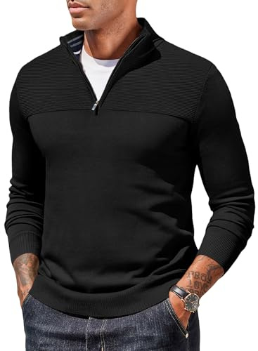 COOFANDY Half Zip Pullover Herren Rollkragenpullover | Pullover mit Reißverschluss,Troyer Herren,Turtleneck Sweater,1/4 zip Pullover,Arbeitspullover,Winterpullover Stehkragen