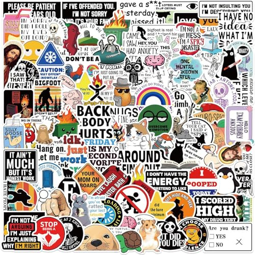 Prank Meme Aufkleber 100 Stück Vinyl Niedlich Lustige Meme Sticker für Laptop Skateboard Gepäck Computer Motorrad Handy Auto Fahrrad,Wasserdicht Trendy Cartoon Stickers für Kinder Teenager