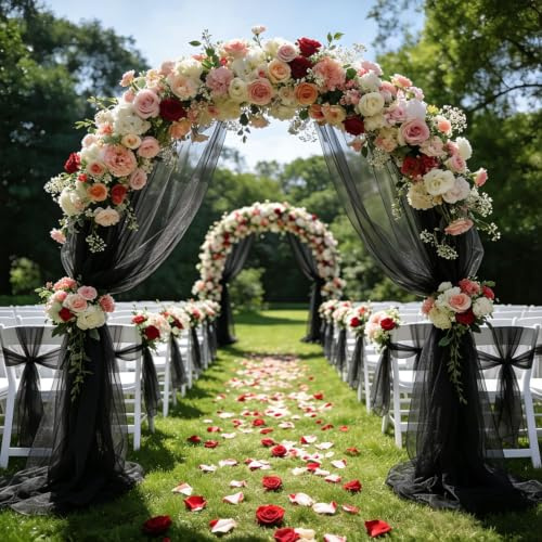 5m x 160cm Organza Stoff, Tüll Rosa Meterware Soft Tüllstoff zum Nähen,Netzstoff Dekostoff für Halloween Arbor Hochzeit Vorhang Freihanddeko Torbogen Zeremonie
