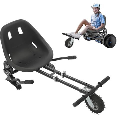 Hoverboard Sitz für 6,5 / 8 / 10 Boards,Verstellbarer Balancing Scooter Sitz mit 2* Stoßdämpfern,Ergonomisches Design,Bis 100kg,Hoverkart Gokart Sitz,Doppelte Hauptstange, Schwarz