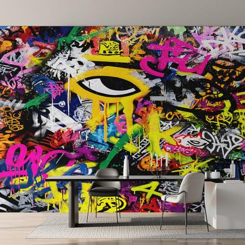 Generisch Tapete Graffiti Fototapete Streetart Modern Bunte Tapeten Wohnzimmer Vliestapete, Wallpaper, Tapete Schlafzimmer Wandtapete, Mustertapete, Wand Deko 100 x 70 cm LI&E5