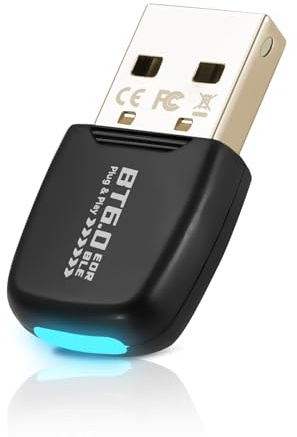Bluetooth 6.0 Dongle für PC, USB Bluetooth Adapter mit Dual Mode BLE für Windows 11/10/8.1, kompatibel mit Maus, Tastatur, Kopfhörer, Controller, Bluetooth Adapter PC