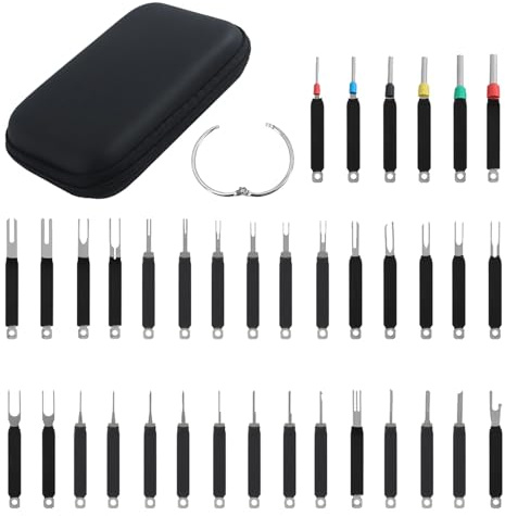36Pcs Terminal Removal Tool Kit,Universal Pin Removal Tool Set with Protective Bag,Key Extractor Tool,Multi Plug Pin Removal Tool for Electrical Car Connector Repair