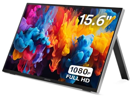 Atlantis Monitor portátil TouchScreen 16 IPS Full HD HDMI/USB-C, inf 1 kg | Altavoces de 2 x 1 W, inclinación ajustable, pivote, para ordenador portátil y consola, cables incluidos, A05-P156LPT