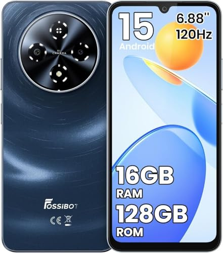 FOSSiBOT S5-120Hz Smartphone Android15, 6000mAh batteria Telefono Cellulare (Nero)