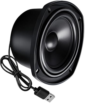 Kaeltsyn USB Powered 4inch 4Ohm 15W Metal Enclosure Speakers with Builts in Sound Card and Amplifiers for Laptop TVs Computer Builts in Sound Card Speakers
