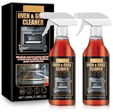 Oven & Grill Cleaner Spray, Backofen und Grillreiniger, Backofenreiniger Extra Stark für Backofen, Grill, Herdplatte, Ceranfeld, Kaminglas, Löst hartnäckige Verkrustungen Effektiv (2 Stück)