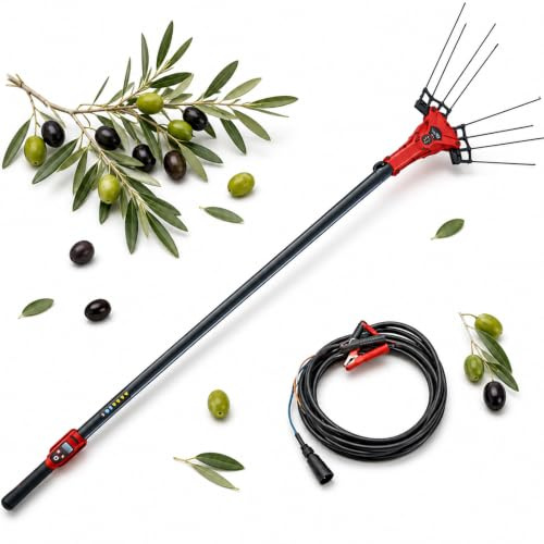 pealiritansemen Abbacchiatore Olive Elettrico, Raccoglitrice Olive con Asta Telescopica 175-270 cm, Potenza 250W/600W, 6 velocità, Display LED E Cavo 10m per Uliveti 250W-ToolOnly