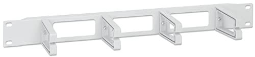 Intellinet 19 Inch Cable Management Panel, 1U, 4 Long Plastic Rings, Grey