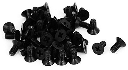 sourcing map M3 x 6 mm Phillips Nylon Tête fraisée Boulons Vis à machine Noir 50 pcs
