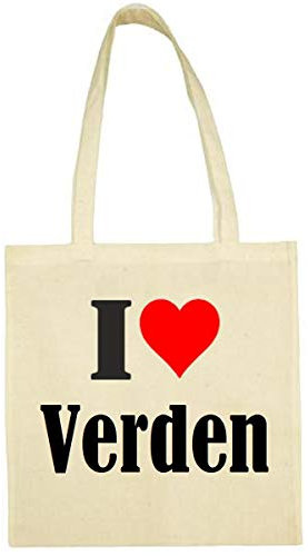 Reifen-Markt Tasche I Love Verden Größe 38x42 Farbe Natur Druck Schwarz