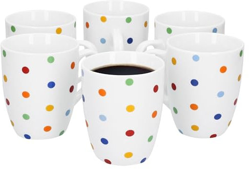 Van Well Porzellan 6er Geschirr-Set Serie Capri | weiß mit Dekor | Artikel wählbar, Service Serie Capri:Kaffeebecher 275ml - 1924100