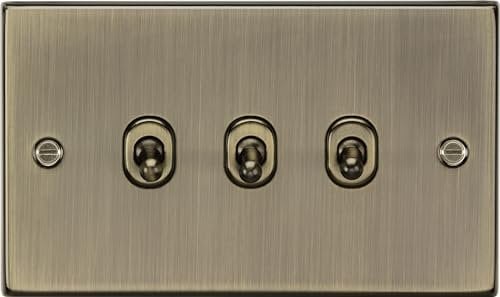 Knightsbridge CSTOG3AB Square Edge Antique Brass 10A 3G 2 Way Toggle Switch, Antique Brass