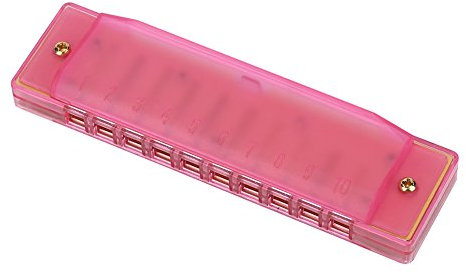 Alomejor Harmonica Coloré avec 10 Trous en Plastique Jouet Instruments Musique pour Débutants Educatifs Translucides Musique à Bouche pour Enfants(Rose)