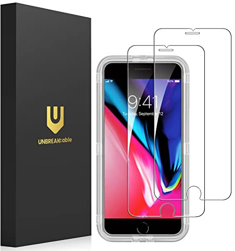 UNBREAKcable Screen Protector for iPhone SE 2020/iPhone SE 2022, iPhone 8/7/6/6s [Pack of 2], 9H Hardness Protective Glass, 2.5D Screen Protector [Anti-Bubble, Anti-Scratch, Easy to Apply]