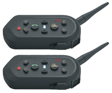 E6 Motorbike Bluetooth Helmet Intercom Interphone Headset,Full Duplex Walkie Talkie 1200m Communication System Interphone Connect Up to 6 Riders for Skiing Scooter Motorbike Snowmobile(2 Pack)