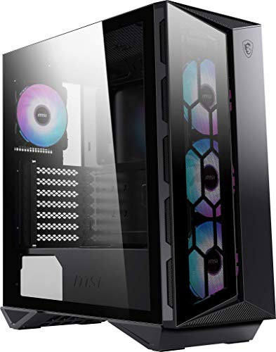 MSI MPG GUNGNIR 110R - 'G110R' Mid Tower Gaming Caso, Nero, USB 3.2 Gen2 Tipo C, 4x 120 mm ARGB Fan, Mystic Light Sync, 1 a 6 ARGB Scheda di controllo, pannello in vetro temperato, ATX, mATX, Mini-ITX