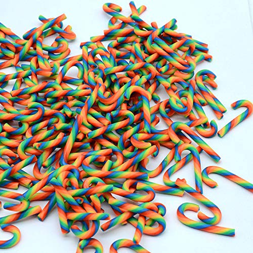 PrettyG 100pcs/Pack 3D rot grün blau Weihnachten Zuckerstangen Scheiben Zubehör Polymer Soft Clay für DIY Dekoration Nagel Kunst Handwerk Harz 12RGB