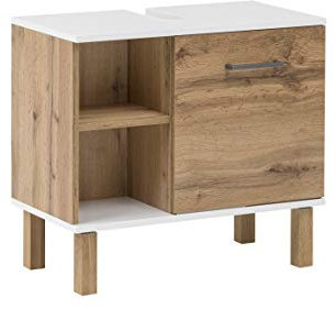 Schildmeyer Waschbeckenunterschrank 147630 Wido, Eiche Landhaus Dekor/weiß, 60 x 65,2 x 35 cm