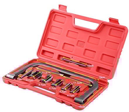 Wakects Engines Spring Compressor, 10Pcs Steel Valve Spring Compressor Tool with 5 Adaptors for Motorcycle Vehicle Equipment