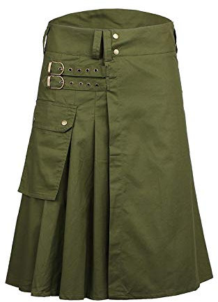 Schöner Kilt Rock Gothic Punk Scottish Kilt Kostüm Tasche Herren Röcke Mode Gürtel Gitter Zopf Bilaterale Taschenkette R