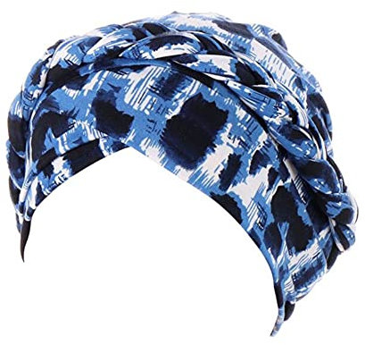 Chemo Headwraps Hats for Women Twist Print Pre-Tied Headwear Cancer Beanies Caps Hijab Silky Braid Kopftuch, Blauer Leopard, Einheitsgröße