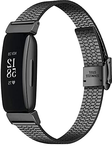 Ginamart Metallarmband Kompatibel mit Fitbit Inspire 2/Ace 3, Damen Herren Edelstahl Verstellbares Ersatzarmband Armband für Inspire 2 (Schwarz)