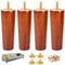 20 cm / 8 Inch Wooden Furniture Legs Set 4 PCS Cone Shaped Oak Wood Furniture Replacement Feet Legs with Mounting Plate & Screws for Sofa TV Cabinet Bed Dining Table Couch Cabinet Chair - Walnut