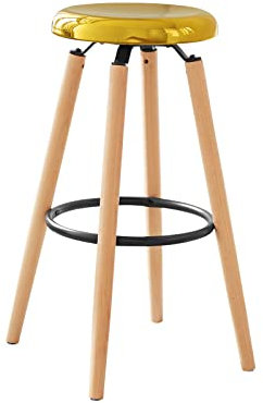 SoBuy FST89-G Design Barhocker mit Fußstütze Barstuhl Tresenhocker Hochhocker Frühstücksstuhl Beine aus Buche Golden Sitzhöhe: 73cm